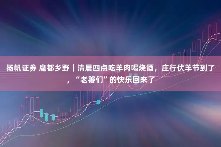 扬帆证券 魔都乡野｜清晨四点吃羊肉喝烧酒，庄行伏羊节到了，“老饕们”的快乐回来了